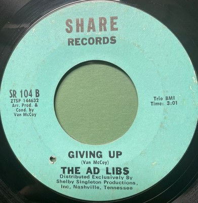 The Ad Libs - Giving Up / Appreciation, 7'', (Vinyl)