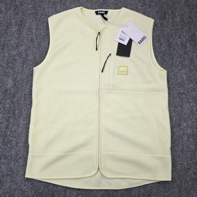 RAINS Vest Unisex Large Yellow Breathable Insulated Water Repellent Fleece