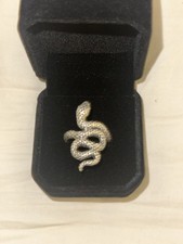 Silver Tone Fashion Ring, Snake Design, No Stone