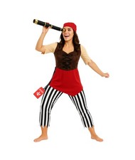 Women`s Pirate Costume S - XL Ladies Buccaneer First Mate Wench Lady Halloween