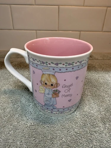 VINTAGE PRECIOUS MOMENTS NURSE MUG - Angel Of Mercy Tea Cup Coffee Mug Enesco