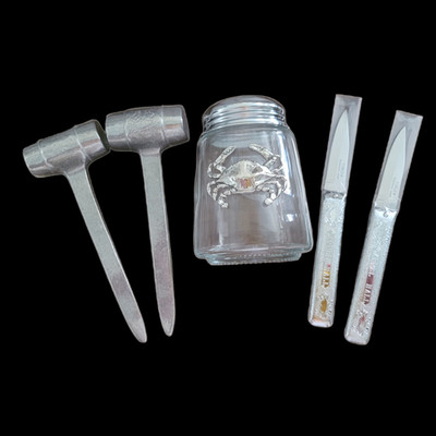 Pewter Carver Hall Crab Knives, Mallets and Old Bay Shaker New from my store