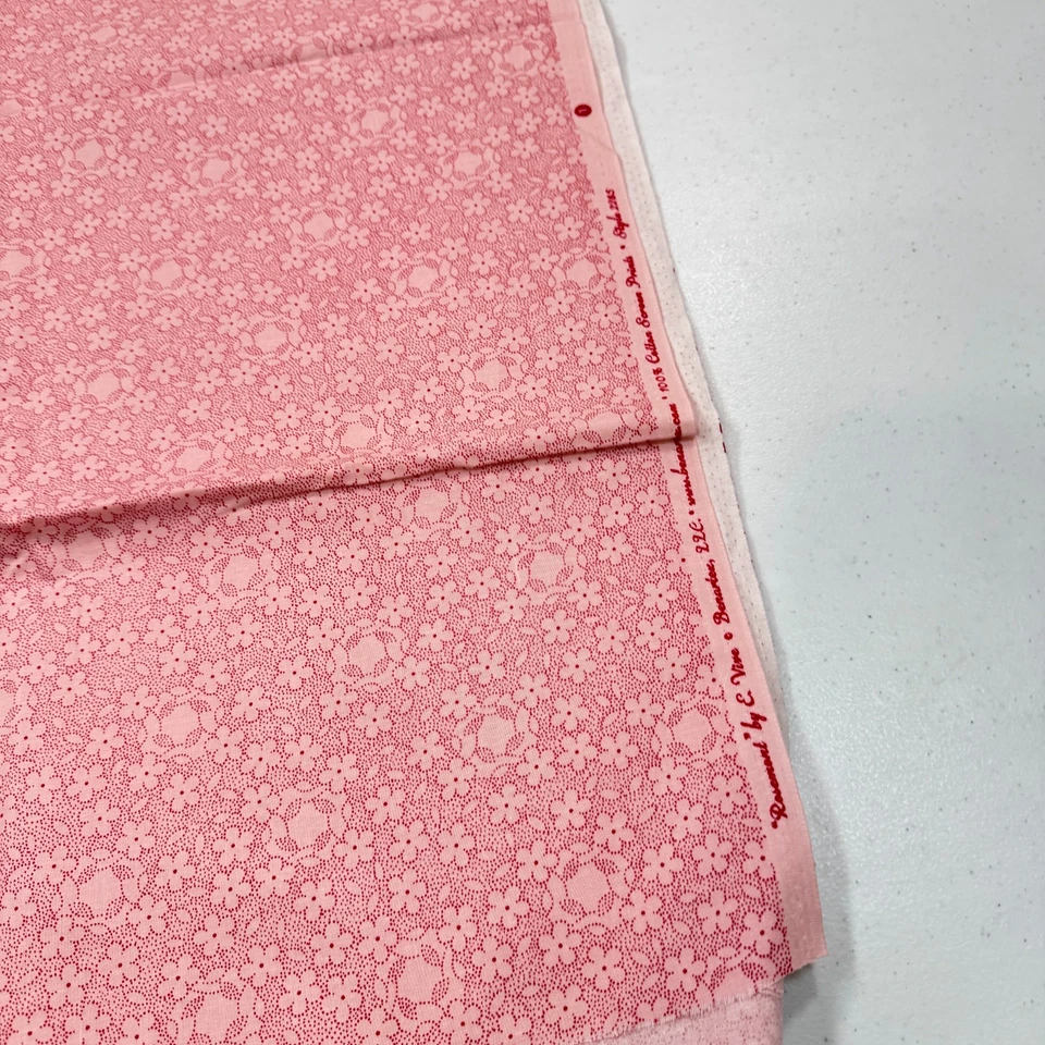 vintage benartex quilting fabric pink floral rosemont cotton 42x72 2 yard - Image 4 of 4
