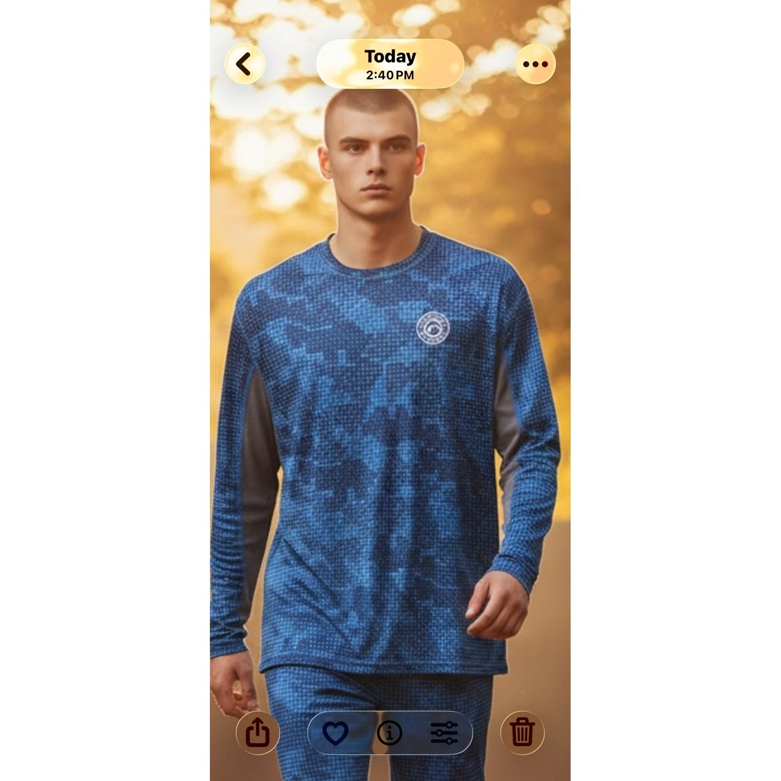 Magellan Men's Blue Camo Long Sleeve Performance Shirt Fishing Outdoor Size L