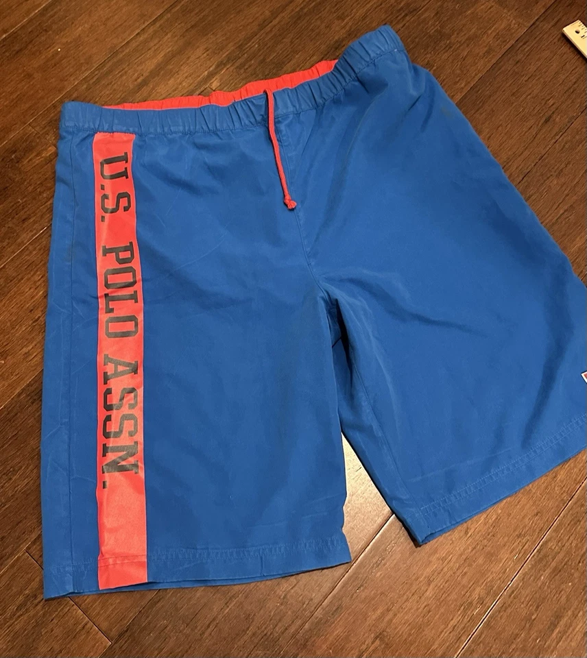 U.S. Polo Assn. Bañador XL azul rojo forrado de malla para hombre Foto 2 de 4