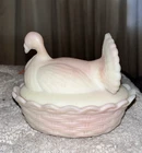 Fenton Art Glass Burmese Turkey on Nest