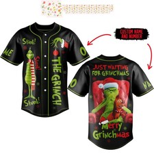 The Grinch Just Waiting For Grinchmas Merry Grinchmas 2024 Personalized Baseball