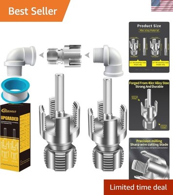 Dual-Function PVC Pipe Threader for Electric Drills - 1/2'' & 3/4'' Dies