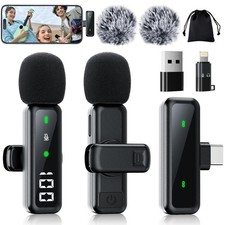 Wireless Lavalier Microphone for iPhone, Mini Clip-On Lapel Mic with Noise Ca...