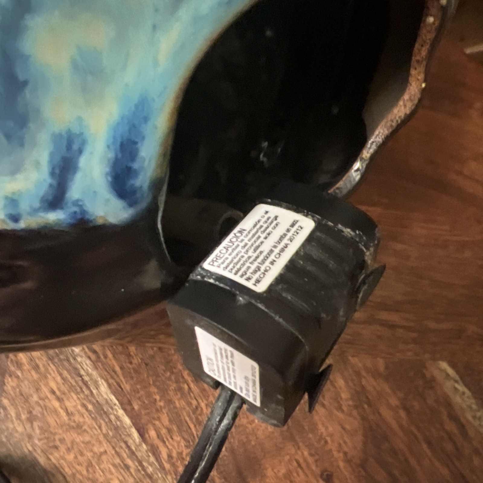 Ceramic Tabletop Cascading Fountain Electric Blue Glaze 7x10 Bubbling Indoor Out