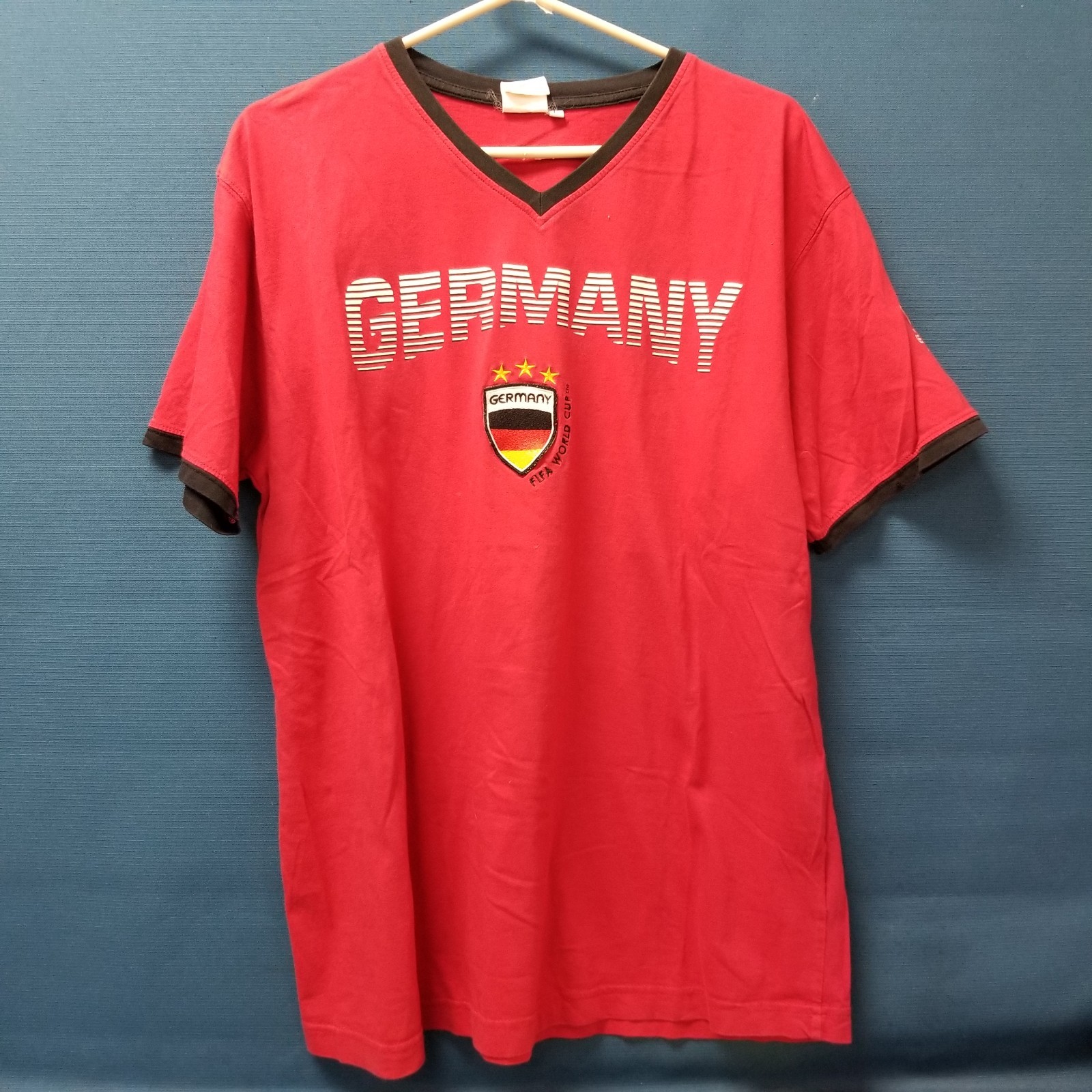 Vtg 2006 Fifa World Cup Germany Red/Black Football Soccer Shirt Men's Sz L