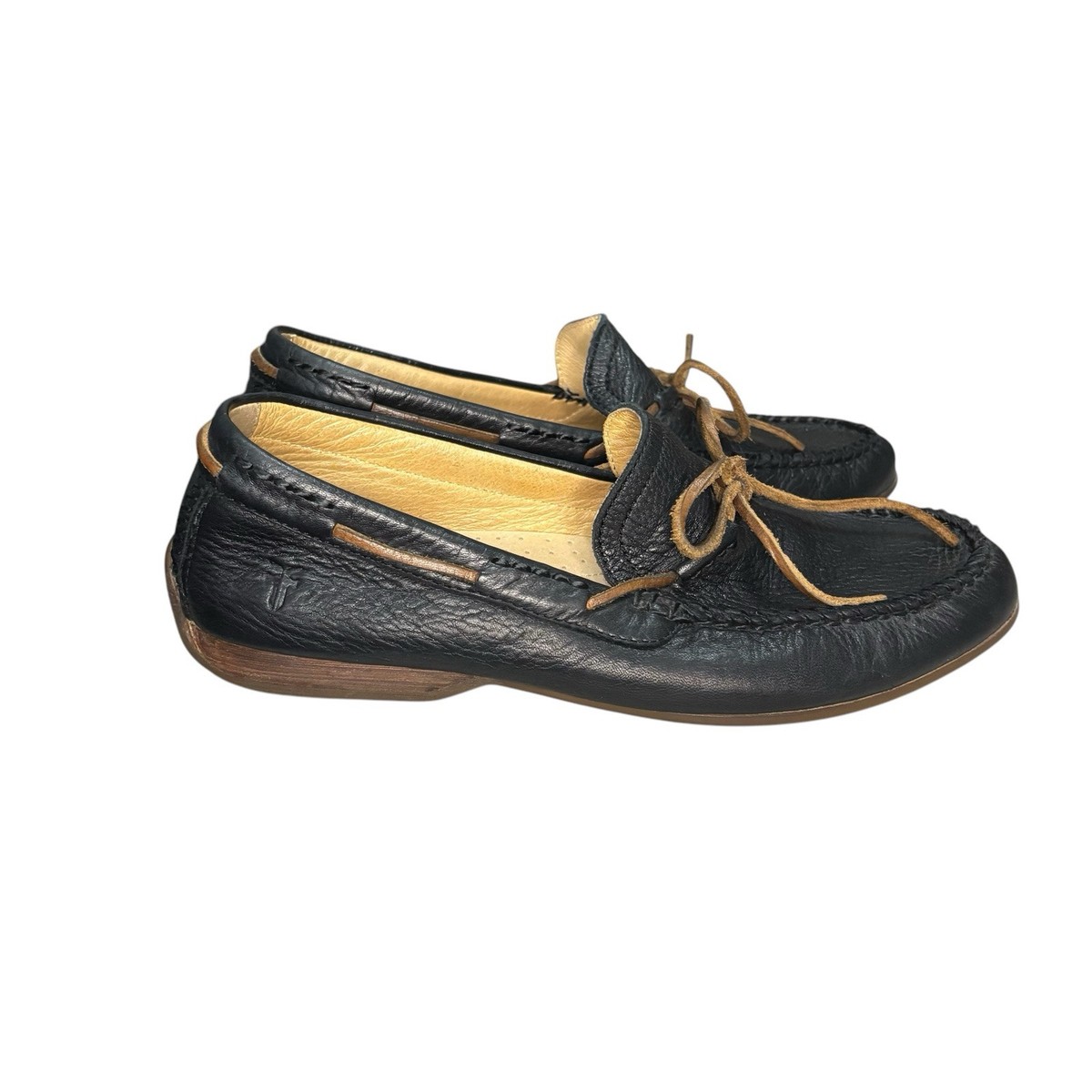 Frye Lewis Tie Leather Loafers Shoes Black Men Size 9.5 Slip  display picture 2