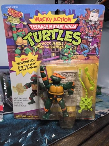 1989 Playmates Wacky Action TMNT Rock N Roll Michelangelo VINTAGE NEW ON CARD