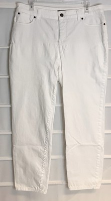 Talbots White Stretch Cotton High Rise Straight Leg Denim Jeans 12 *IRREGULAR*