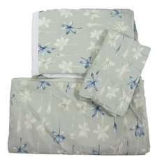 Eddie Bauer Magnolia Floral Sage 4pc Queen Duvet Cover Set
