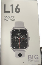 L16 Smart Watch 2.01" Display Black Silicone Band Tracker & Touch