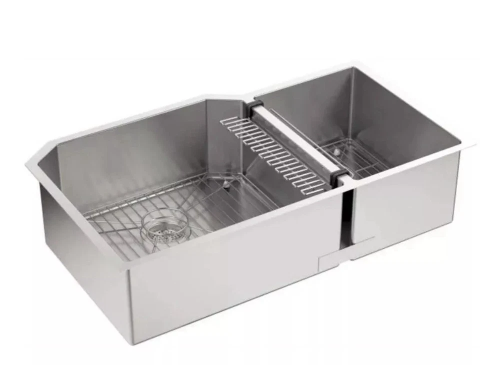 Fregadero de cocina Kohler Strive 36” de doble cuenco con montaje inferior K-5282-NA - NUEVO Foto 2 de 4