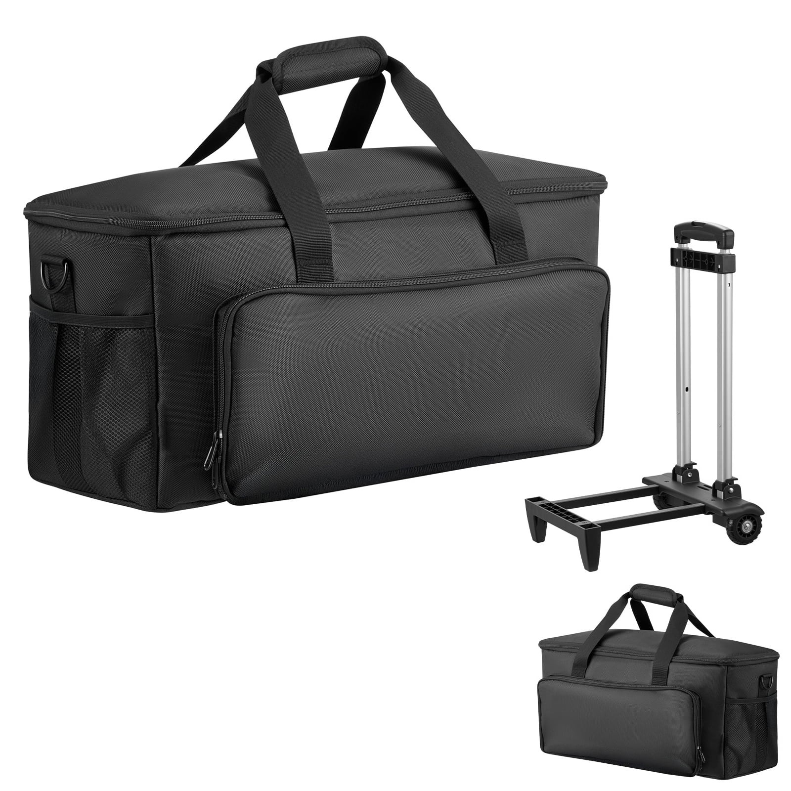 Rolling DJ Cable Bag, 1680D, Padded Gig Bag with Wheels, 6 Removable Dividers,