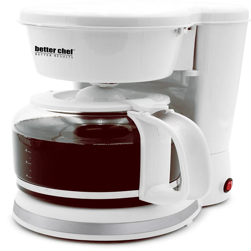 Better Chef Basic Coffee Maker 12-Cup Pause-N-Serve Brushed Metal Trim White