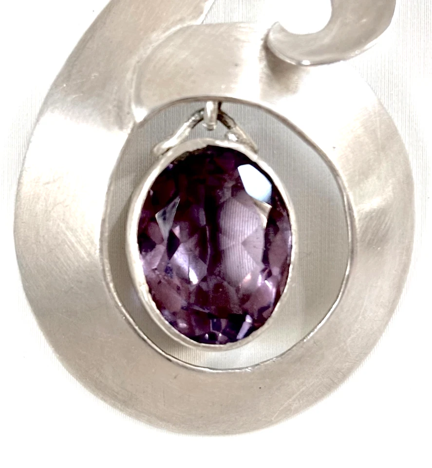 现代主义吊坠紫水晶纯银优雅漩涡定制独特-LG — 第 4/4 张图片