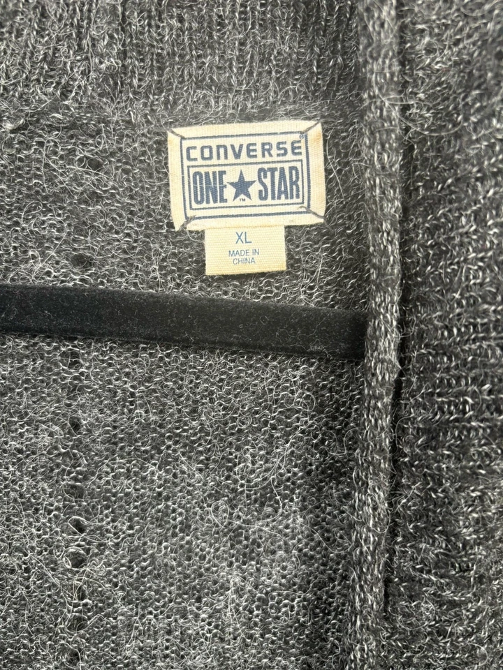 Cárdigan suéter Converse One Star alpaca frente abierto para mujer talla XL gris tejido Foto 3 de 4