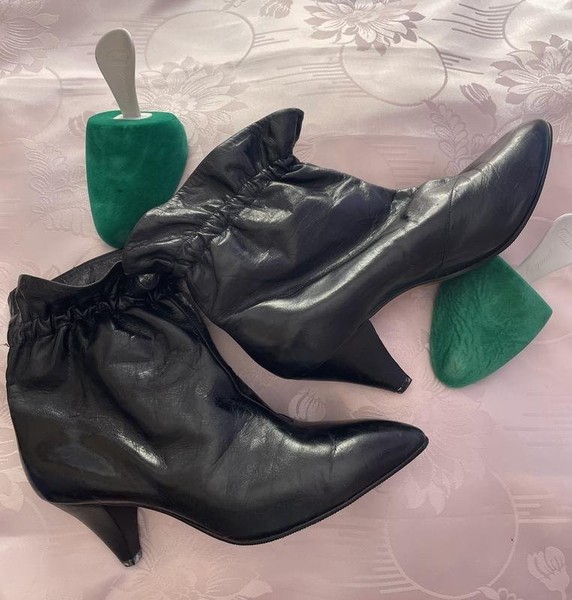 Women Peter Kaiser Boots Black Leather 40 #C9ZH
