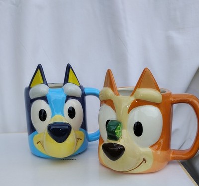 Zak Designs 15oz Bluey and Bingo Sculpted Mug Set. LOT OF 2. Brand New.