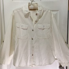 Free People We The Free Shirt Jacket Oversize Utility Boho Linen Ivory XS