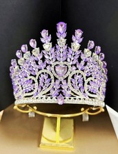 Pageant Headdress Crown, Bridal Headpiece, Wedding Crystal Crown, Silver Crown