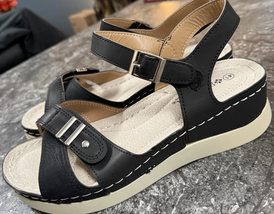 Patrizia By Spring Step Womens Cirielle Wedge Sandal Comfort Walk Black 41/10 - Image 2 of 4