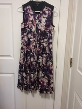 Vera Wang Sleeveless Floral Dress Size S Knee Length Flare Covered Button Down