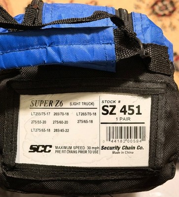 ''New'' SCC SZ451 Super Z6 Cable Tire Chain for Cars,Pickups EXCEEDS SAE Class  S''