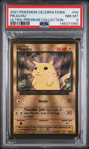 Pokemon - Pikachu Ultra Premium UPC Celebrations #58 Gold Metal - PSA 8