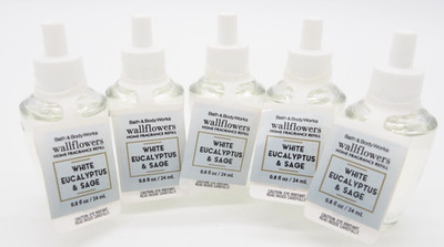(5) Bath & Body Works WHITE EUCALYPTUS SAGE Wallflower Bulb 0.8oz Lot New