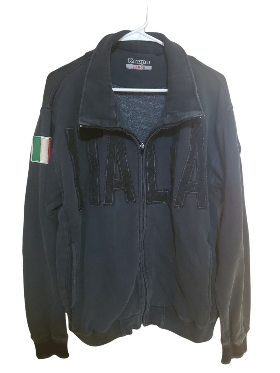 Kappa Italia Mens Black Full Zip Long Sleeve Soccer Track