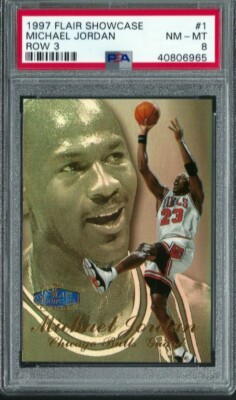 1997 1998 Fleer Flair Showcase #1 MICHAEL JORDAN Row 3 PSA 8 NM 