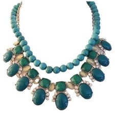 LIA SOPHIA- Kimberly Claire Turquoise Beads Silver Cut Crystals Infinitive Clasp