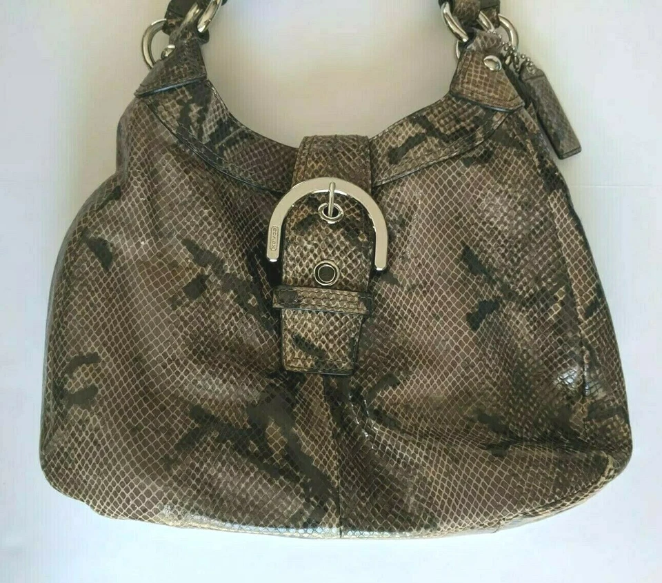 Coach Soho Lynn Python Purse Embossed 3 Compartments Snakeskin Hobo Exotic - Image 3 of 4