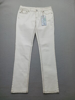 Grace in LA Women Pants Size 11/29 White Mid Rise Straight Embellished Stretch