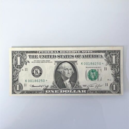 1974 Dallas 1$ One Dollar Star Note F 1908K* Block K00186250* Uncirculated Crisp - Picture 2 of 4
