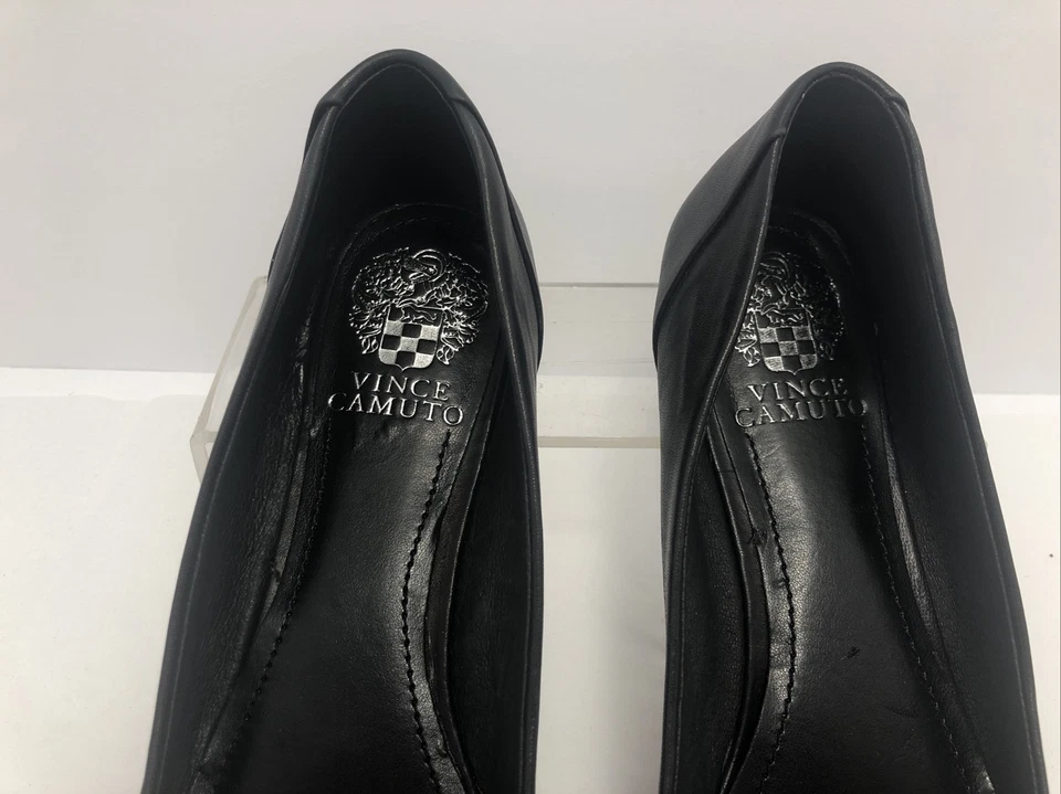 Vince Camuto Womens Ballet Flats Sz 7.5 B Black Leather Omaha w/Bow & Glitter #U - Image 3 of 4