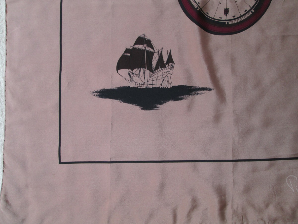 Foulard En Soie Pierre Cardin Vintage - 76x78 Cm - Rose - Occasion