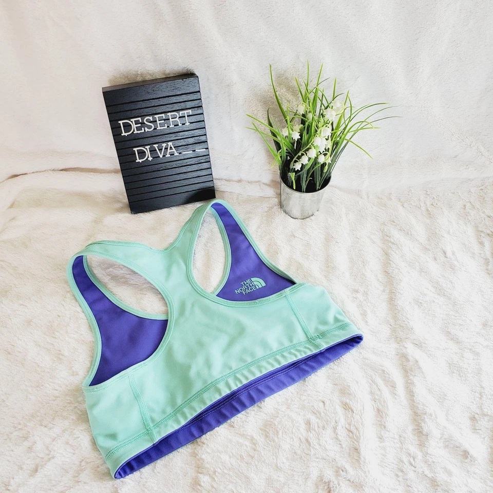 Sujetador deportivo para mujer The North Face verde S/M reversible espalda deportiva activo Foto 3 de 4