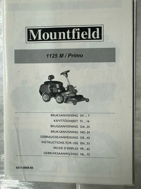 Genuine GGP Stiga Mountfield 1125M Primon Instructions