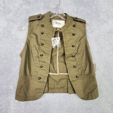 Nwt Papaya Womens Vest Sz S Green Hook Closure Military Marching Band Steampunk