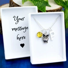 Owl Necklace, Personalised Jewellery, Teacher Gifts, Cute Bird Jewellery, Wisdom