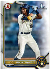 Hendry Mendez Milwaukee Brewers 2022 Bowman Prospects 1st Bowman Card
