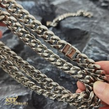 Men Pure Titanium Cuban Necklace Bracelet Tide Chain Hip Hop Chain