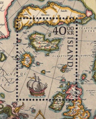 Iceland 590 MNH NORDIA 84 Ortelius Map of Northern Europe Ships ZAYIX 0824S0051M - Picture 2 of 4