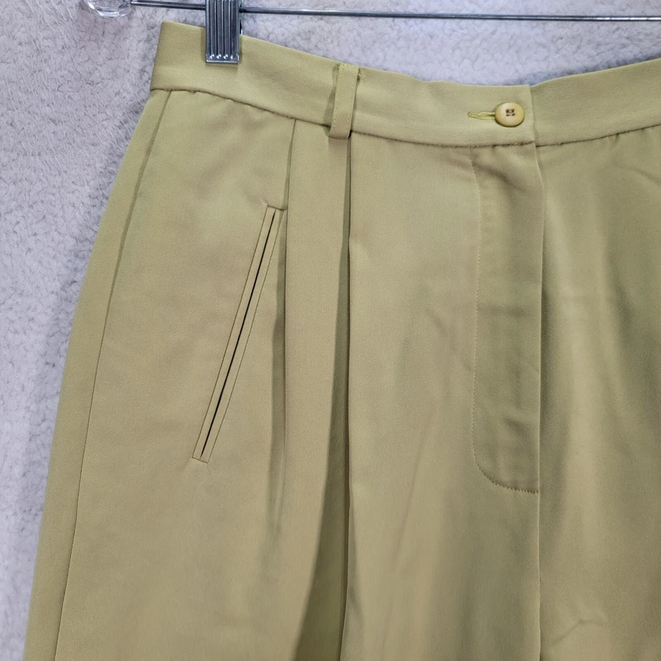 Pantalones de mujer Votre Nom de colección años 90 talla 10 verde plisado tiro alto pantalón cónico Foto 3 de 4